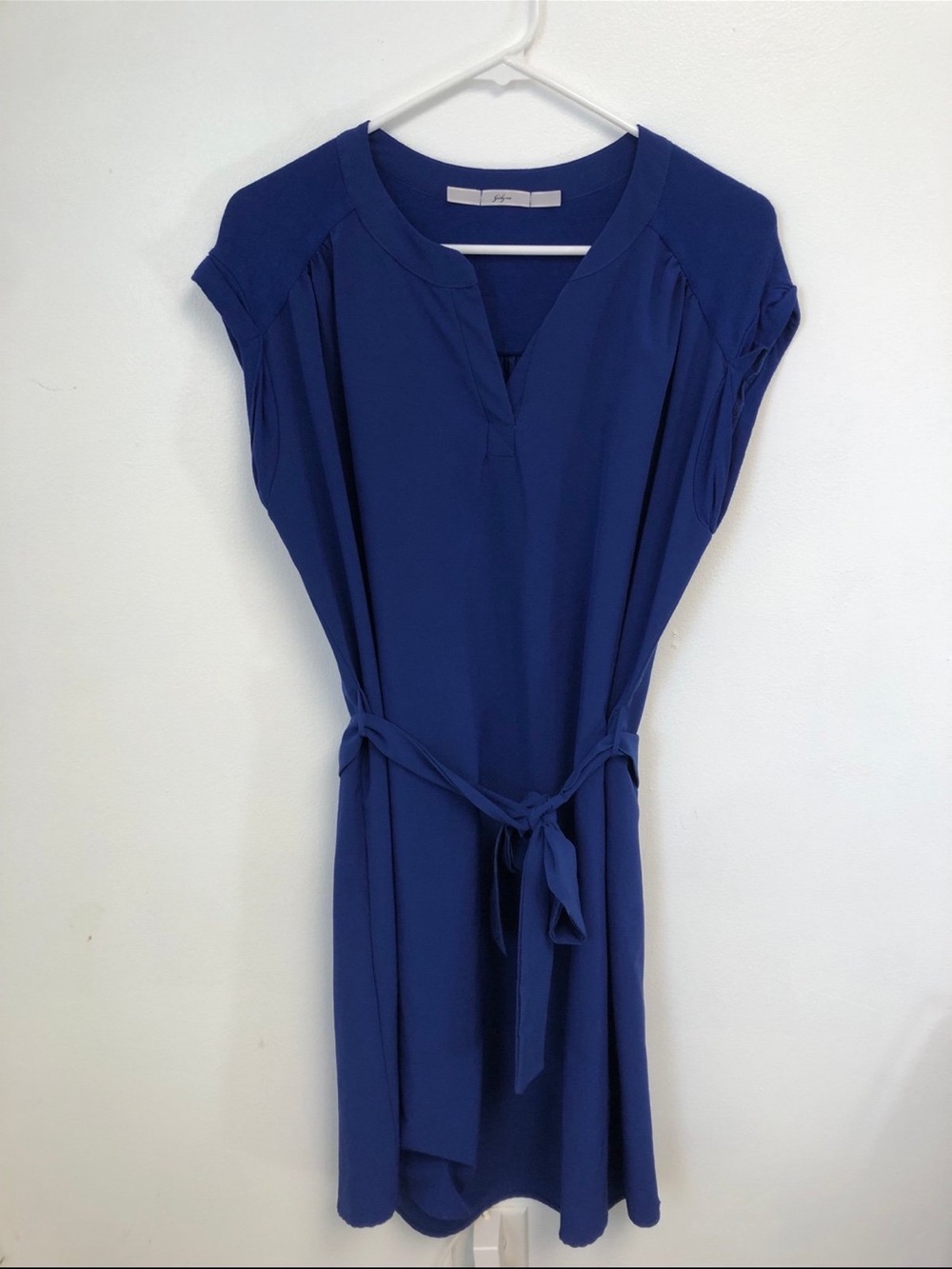 Gibson Royal Blue Dress Size Large Belted / Tie waist Size medium